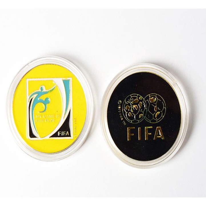 Đồng xu cho trọng tài bóng đá - 2 mặt đen - vàng