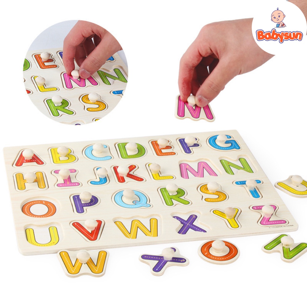 Bảng núm gỗ ghép hình nhiều chủ đề cho bé, đồ chơi trí tuệ cao cấp an toàn cho bé