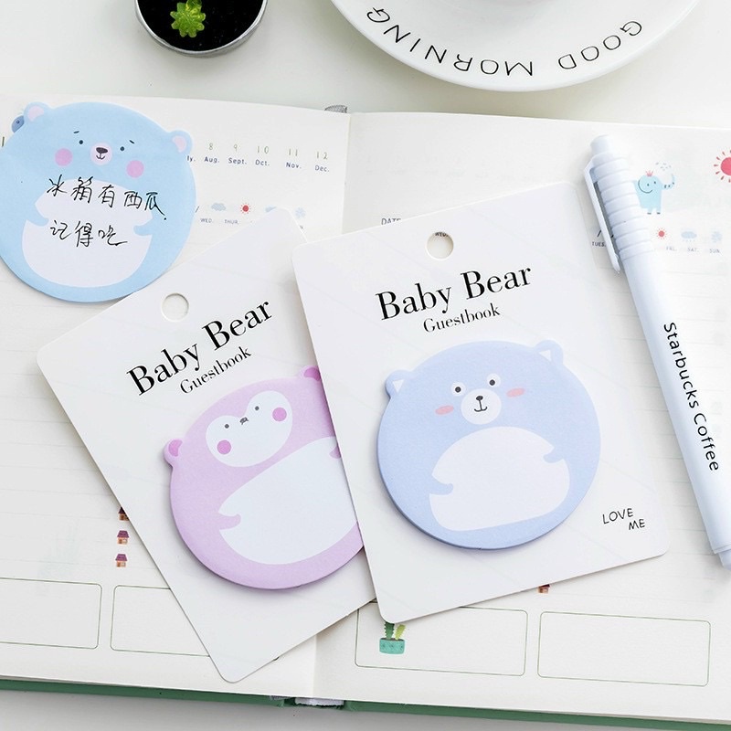 Giấy note ghi chú hình gấu baby bear cute dễ thương