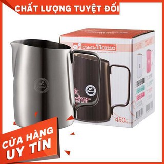 Ca đánh sữa Tiamo mũi nhọn 450ml - Bạc nhám-Thucoffee