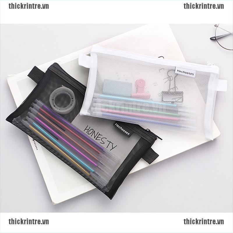 &lt; Ck-new &gt; Túi Đựng Bút Chì Tài Liệu Dạng Lưới Trong Suốt Sức Chứa Lớn Có Khóa Kéo Cho Học