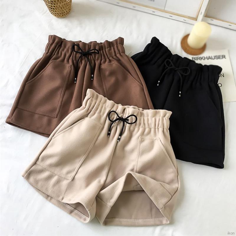 Quần Short Lưng Cao Phối Túi Thiết Kế Dáng Rộng Thoải Mái