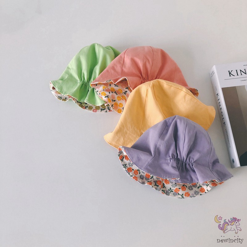 Mũ rộng vành in họa tiết hoa đáng yêu cho bé gái