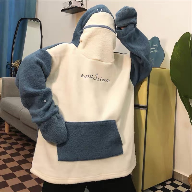 Áo Hoodie Mũ Cá Mập Có Khoá
