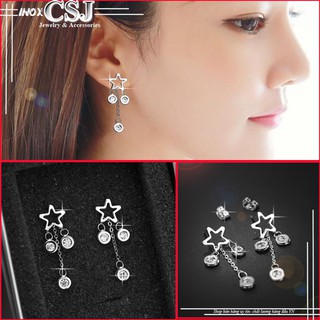 Bông tai thời trang nữ hình ngôi sao cách điệu Hàn Quốc 100% inox cao cấp