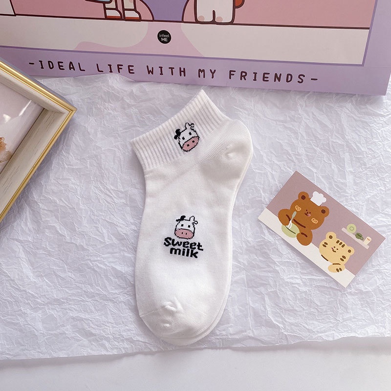 Tất Nữ Cổ Ngắn Phong Cách Hàn Quốc Họa Tiết Dễ Thương, Cute, Đáng Yêu Dễ Phối Đồ Họa Tiết Panda