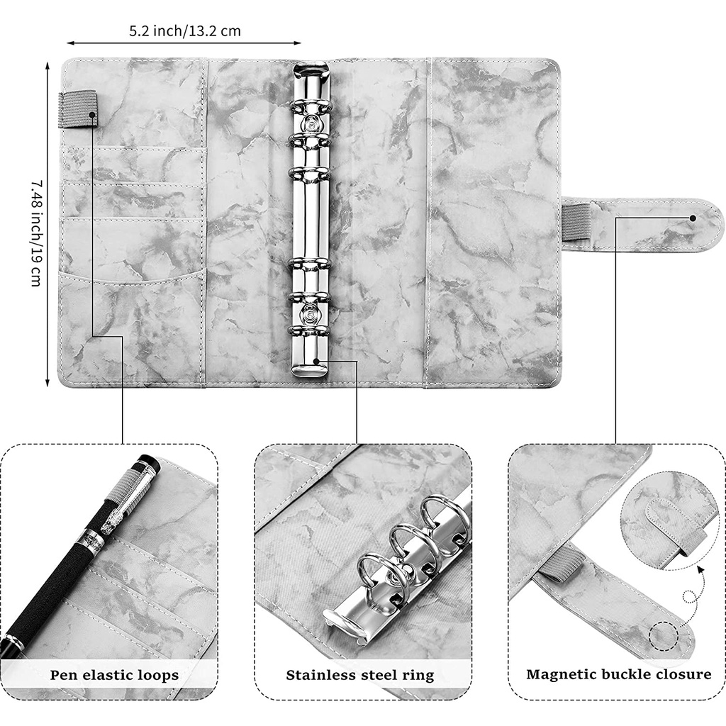 Sổ Tay A6 Bìa Da PU Có Thể Nạp Đầy Lại Tiện Dụng