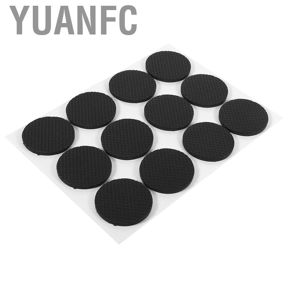 Yuanfc 12Pcs Black Self Adhesive Floor Protectors Furniture Sofa Table Chair Rubber Feet Pad Round