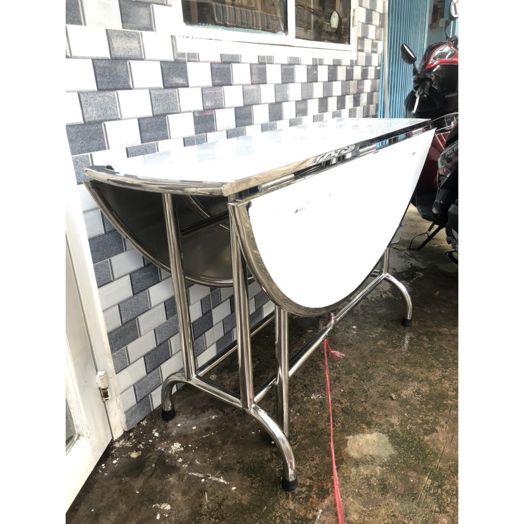 Bàn Tròn Xếp 3 Đường Kính 1m2 cao 75cm siêu dày - Inox Xuân Mai
