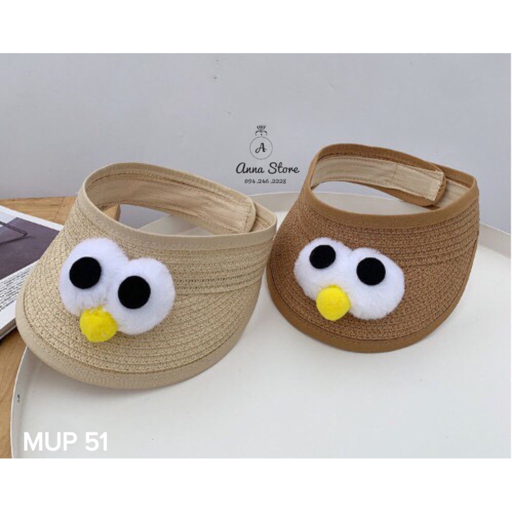 MUP 51 : Mũ cói hình con chim cho bé 1-5t ( có miếng dán chỉnh dc )