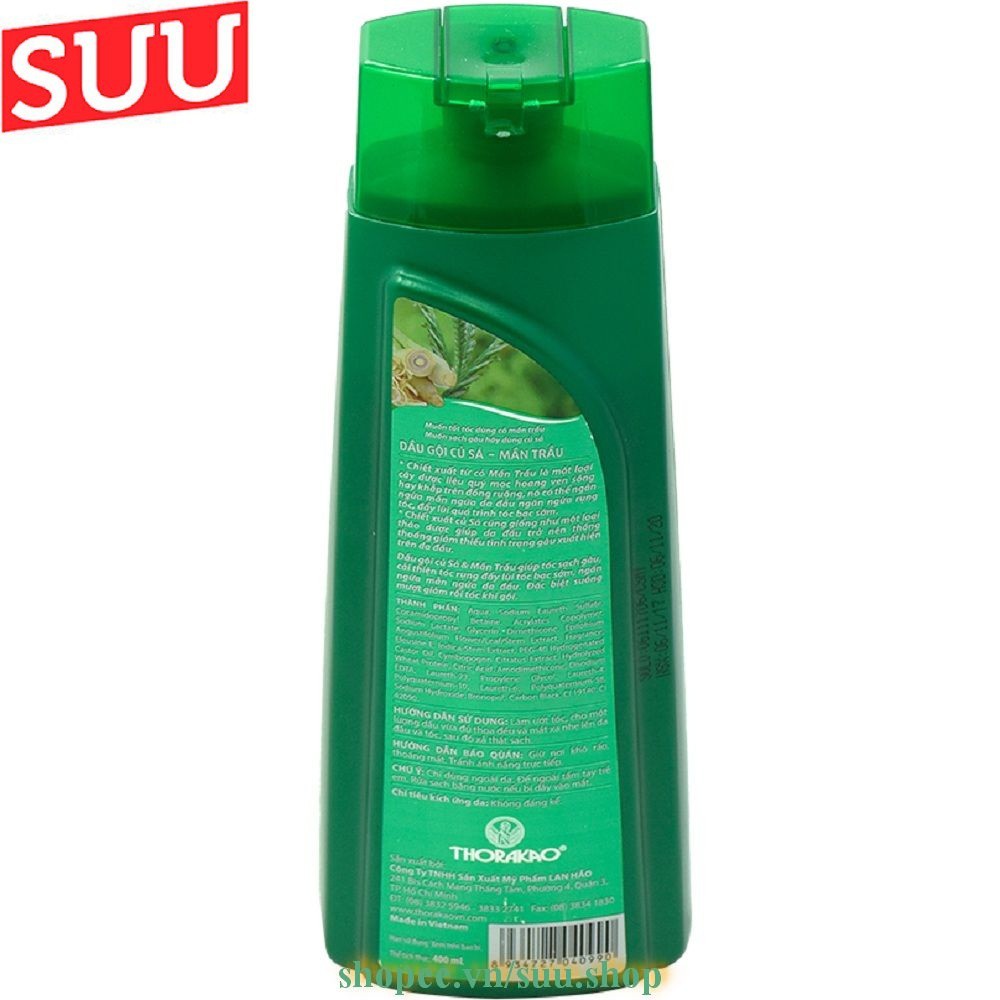 Dầu gội Thorakao Củ sả, Mần trầu 400ml suu.shop cam kết 100% chính hãng