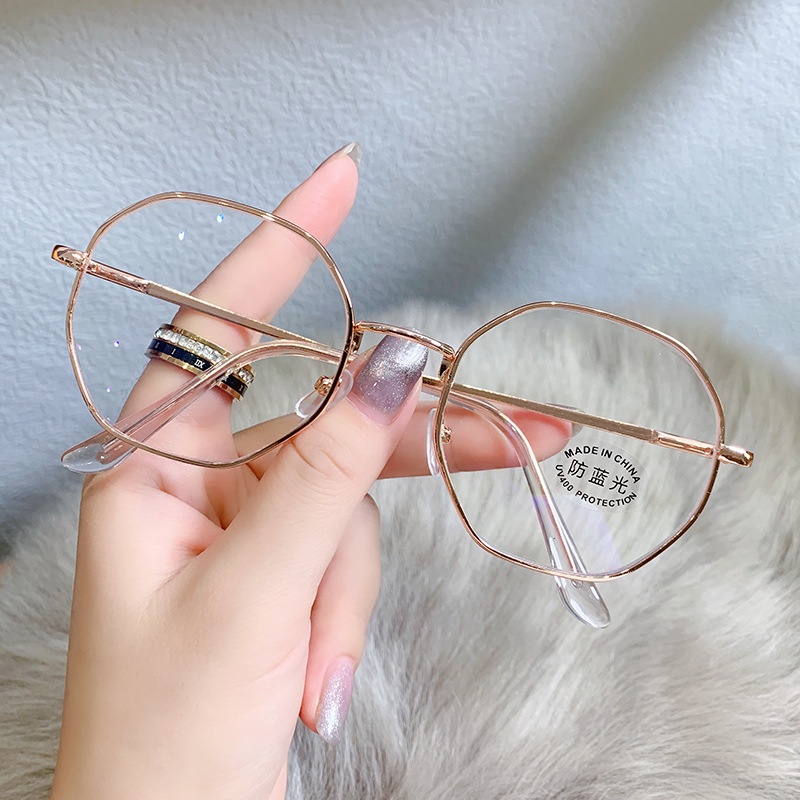 Mắt kính nữ thời trang chống tia uv tròn vuông kim loại