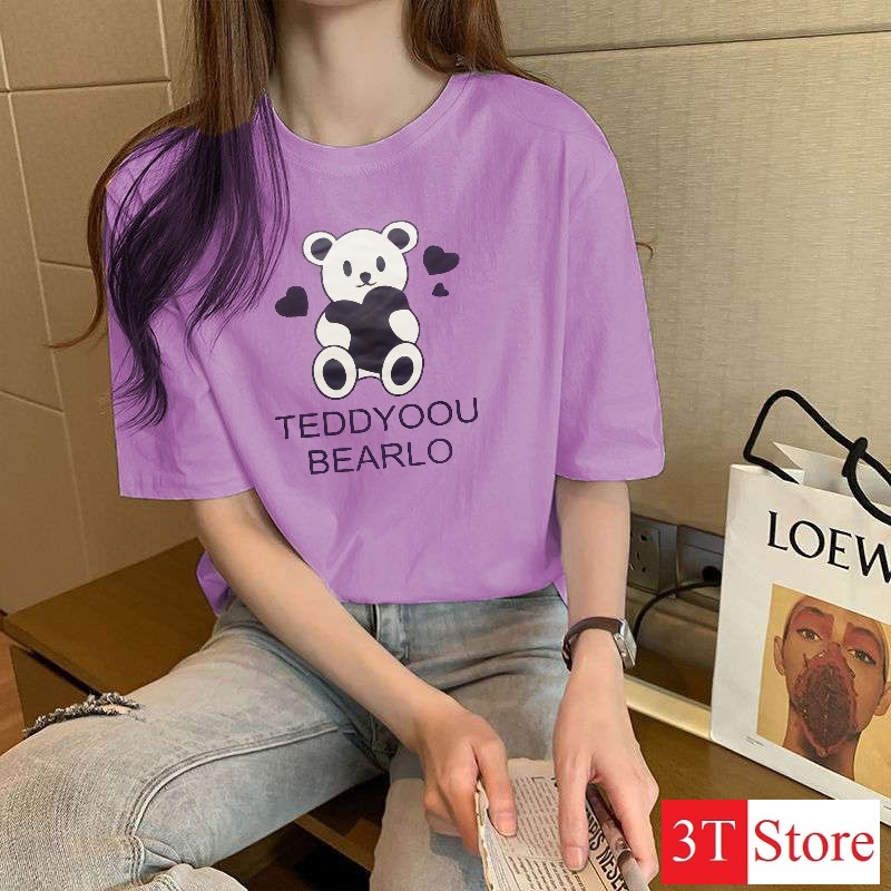 [Video + Ảnh Thật] Áo Thun Tay Lỡ Freesize Unisex Hot Trend Gấu - TeddyYou Tím | BigBuy360 - bigbuy360.vn