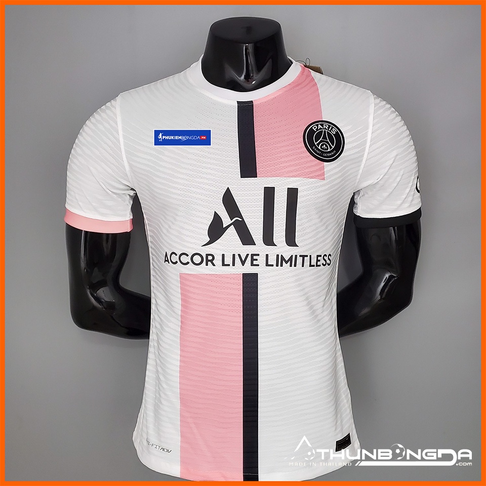 Áo PSG trắng hồng sân khách 2021/2022, 2021/22 bản PLAYER Body Fit cao cấp (Thái Lan)