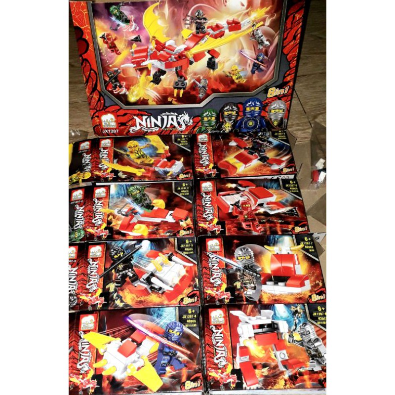 Sét 8 hộp Lắp ráp LegoNinja Quái Thú Kỳ Lân JX1207 trọn bộ có nhiều chi tiết bằng nhựa