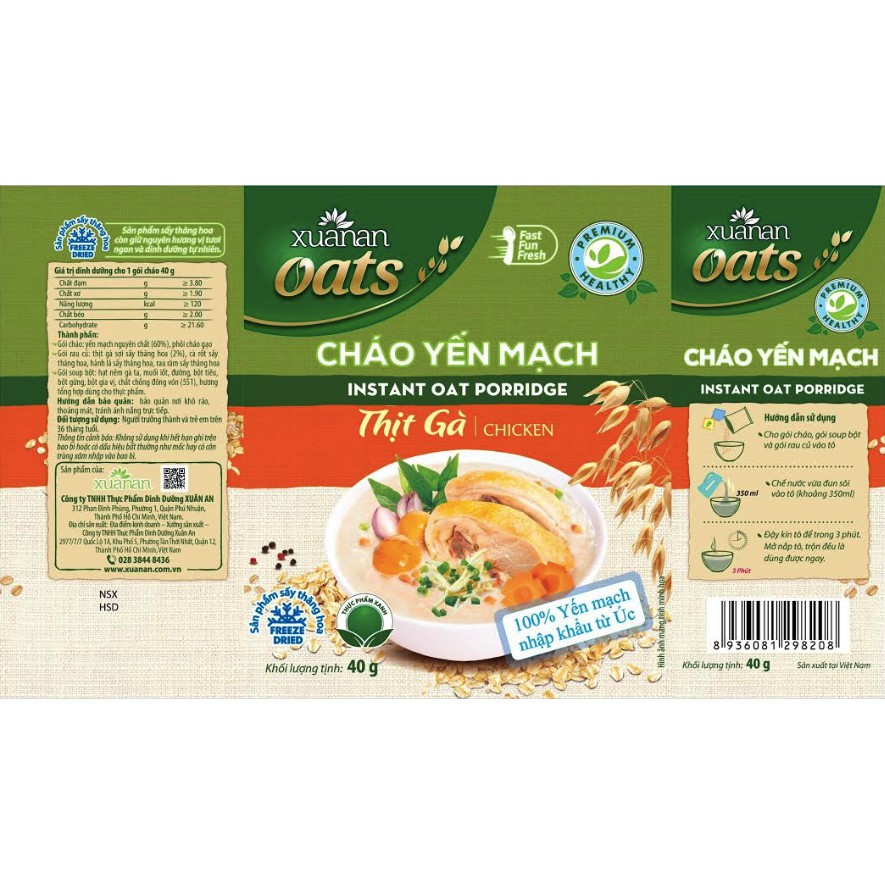 Cháo yến mạch các loại_40g/gói