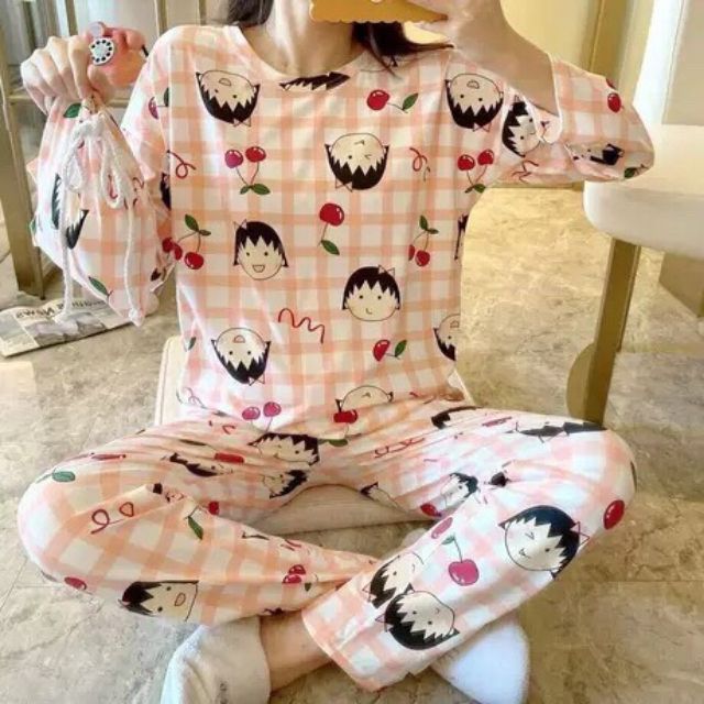 Bộ đồ ngủ thun dài tay thu đông họa tiết các hình dễ thương 2020 | BigBuy360 - bigbuy360.vn