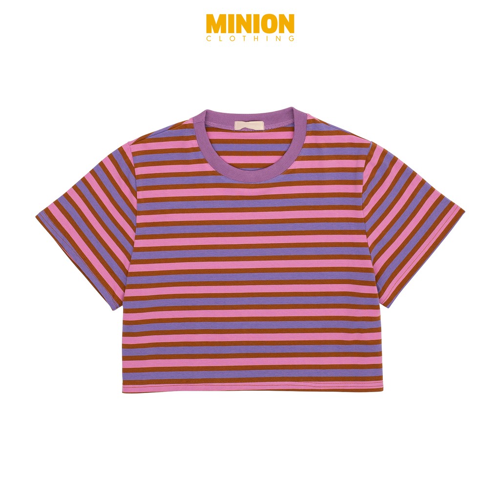 [Mã FAMALLT5 giảm 15% đơn 150k] Áo phông kẻ Minion Clothing form rộng, dáng croptop, phong cách Ulzzang Streetwear A2717