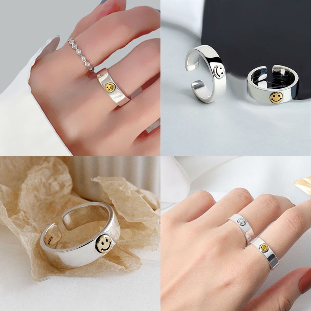 Nhẫn hở hình mặt cười phong cách thời trang Hàn Quốc