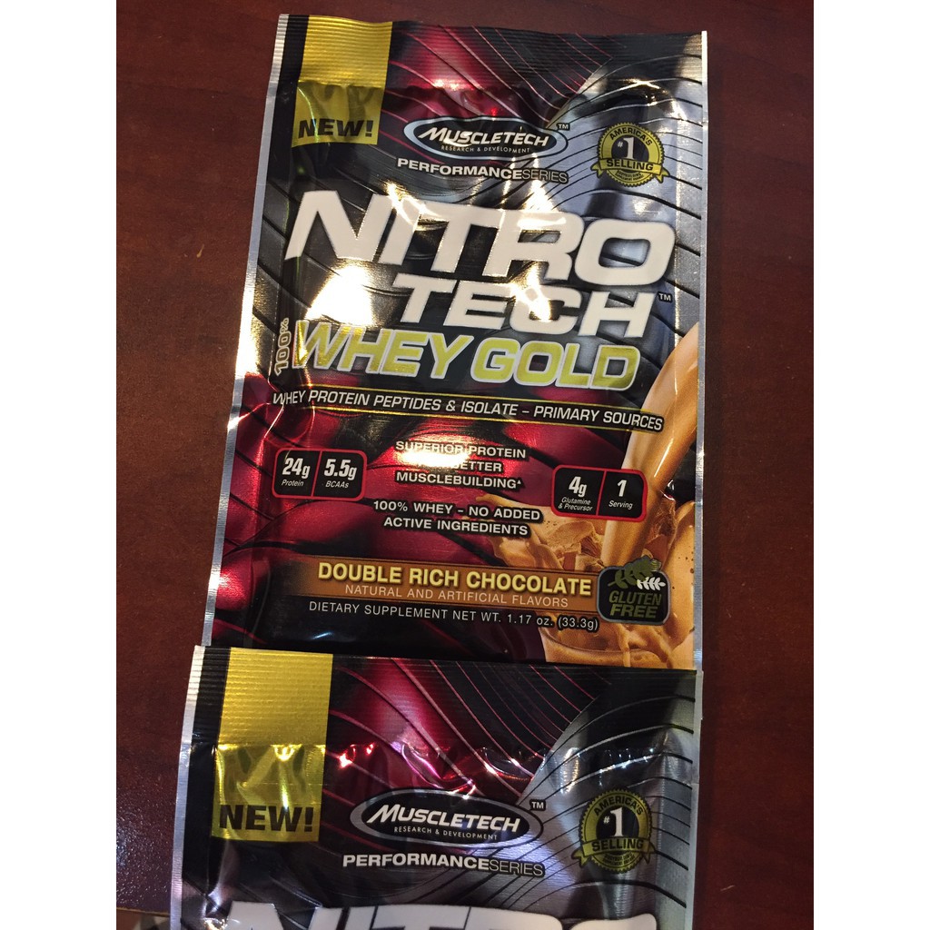 Gói mẫu dùng thử 1 lần dùng - Nitro tech 100% Whey Gold - Hãng Muslcetech