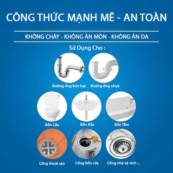 [Video][Loại Cực Mạnh][Hộp Lớn] Bột Thông Cống, Đường Ống, Bồn Cầu, ...Xử Lý Triệt Để Cặn Bã, Chất Thải Hữu Cơ (nắp xanh