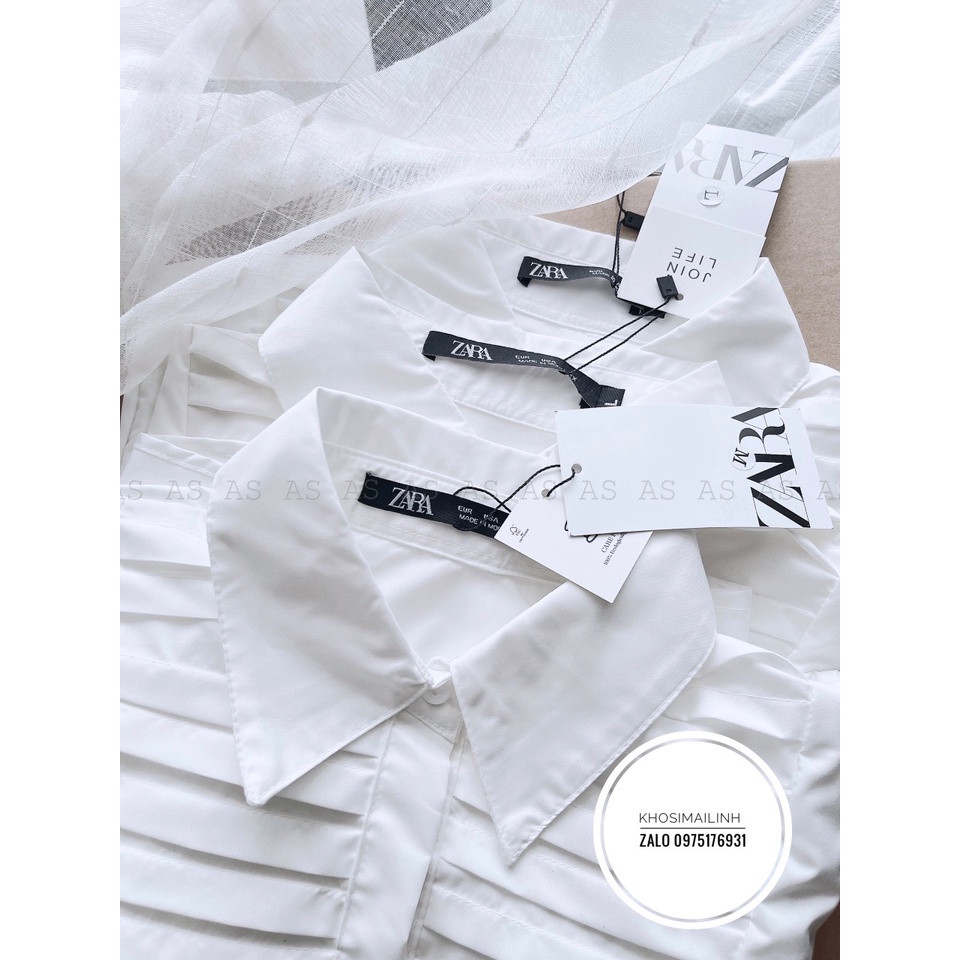 ✨BÁN SỈ✨Sơ mi trắng suông xếp ly ngực