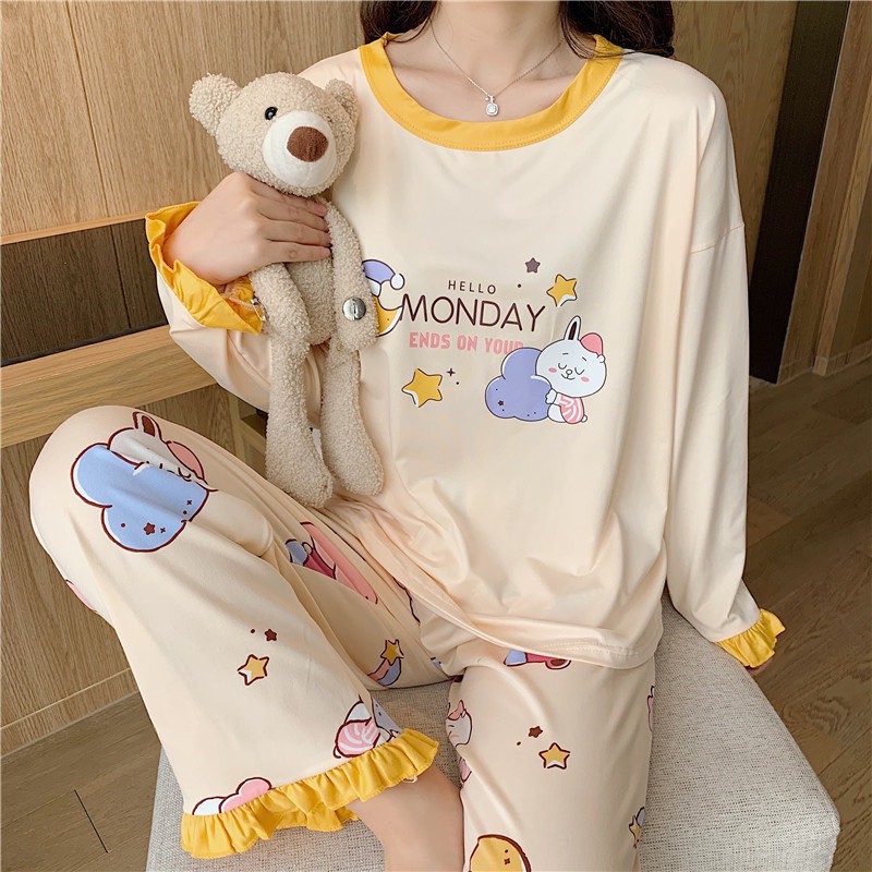 [ẢNH THẬT] ĐỒ BỘ MẶC NHÀ TAY DÀI QUẦN DÀI CỔ TRÒN - ĐỒ BỘ NGỦ - MÈO INDA HOUSE | BigBuy360 - bigbuy360.vn