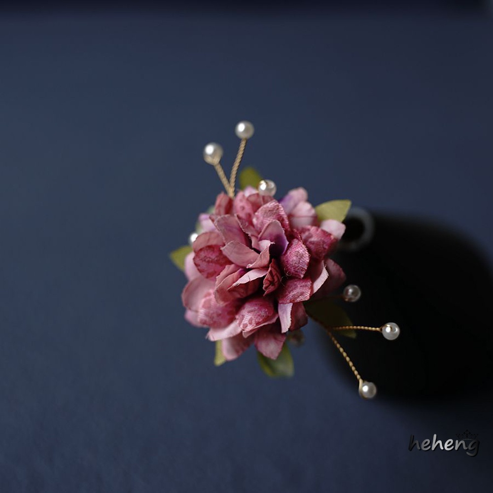 Trâm Cài Tóc Chữ U Bằng Vải Lụa Hình Hoa Mẫu Đơn Phong Cách Trung Quốc