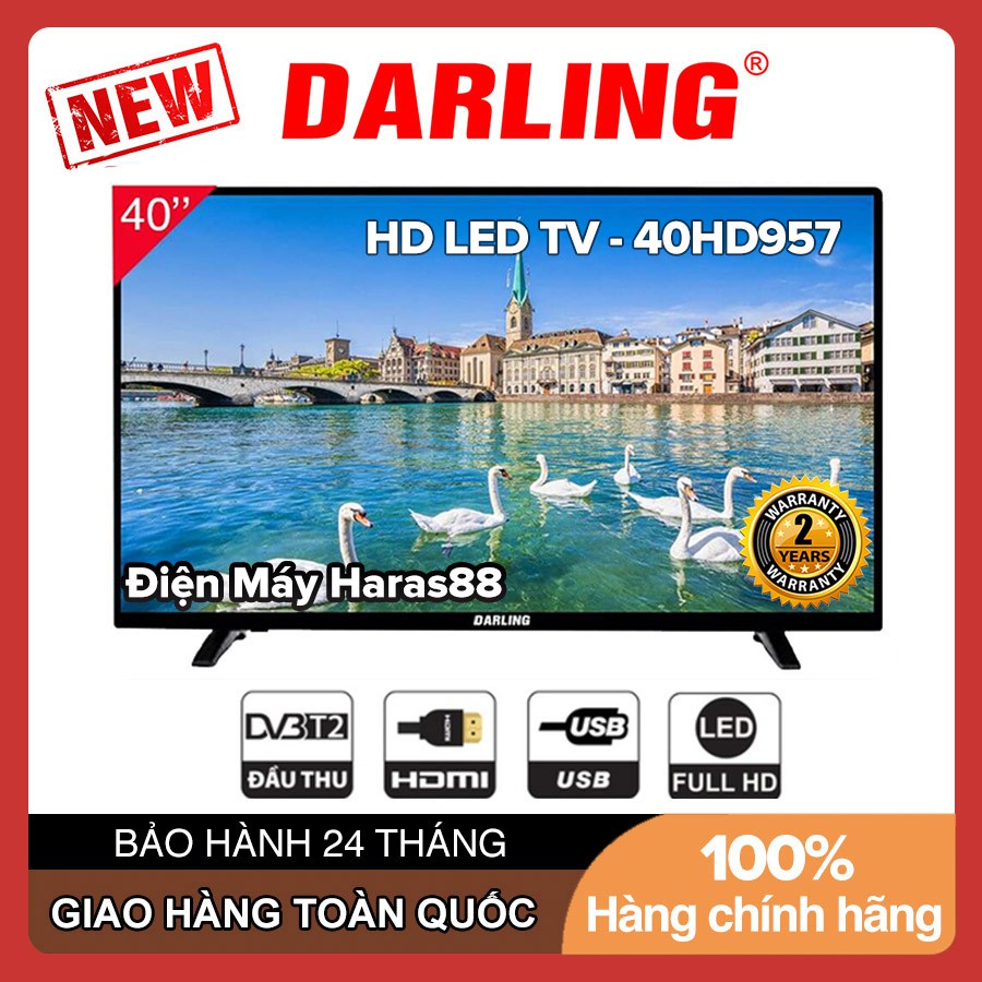 Tivi Led Darling 40 inch Full HD 40HD957T2 HDMI, VGA, AV, DVB-T2, Tivi Giá Rẻ - Hàng Chính Hãng