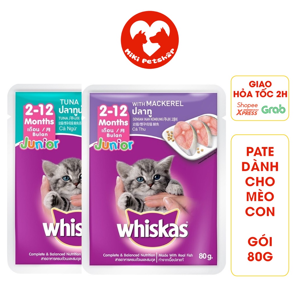 Pate Cho Mèo Con Pate Whiskas Kitten 80g Nhiều Vị - Miki Petshop