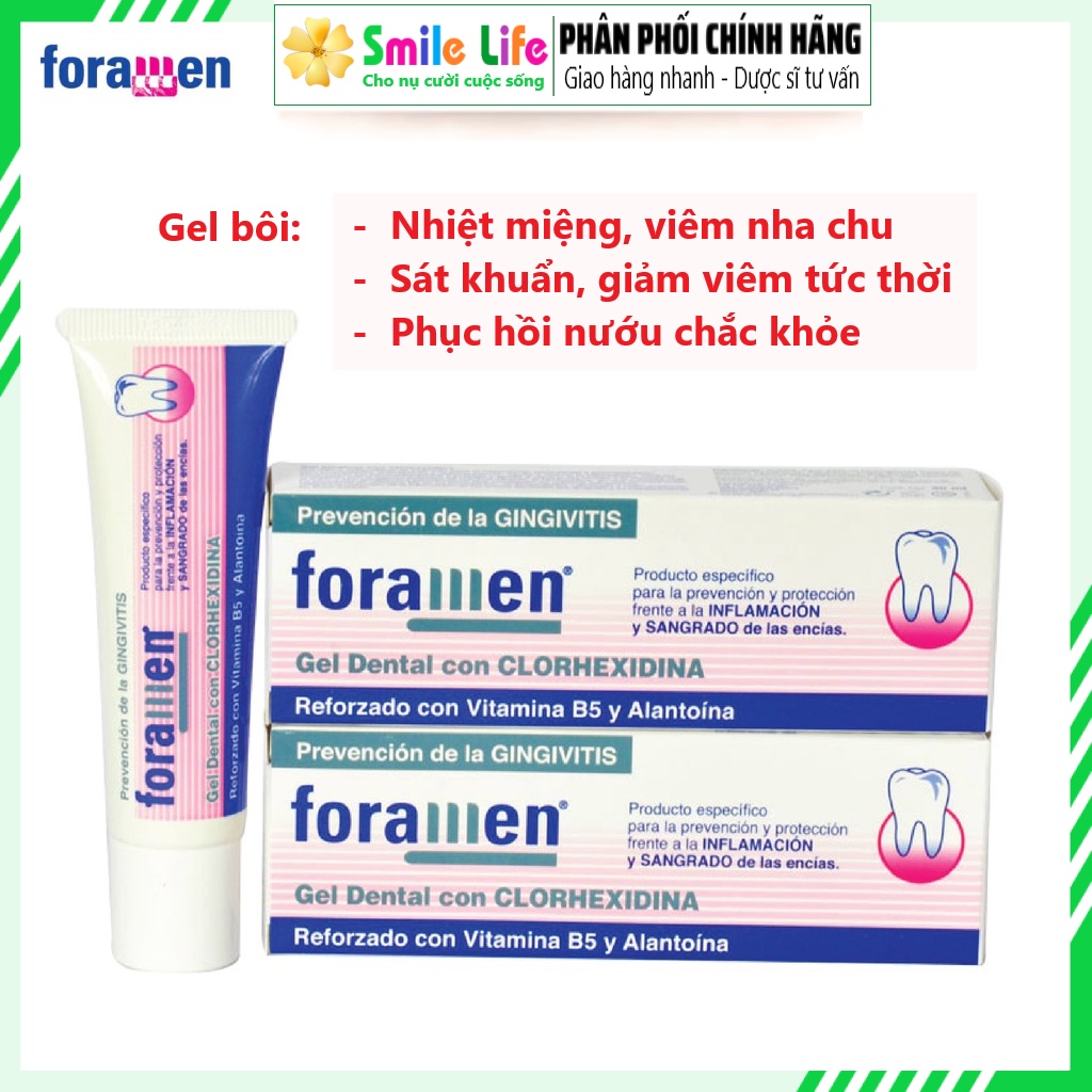 SMILE LIFE | Gel bôi Nhiệt Miệng, Viêm Nướu, Trầy Xước Niêm Mạc, Chảy Máu Chân Răng - Foramen ® 36g