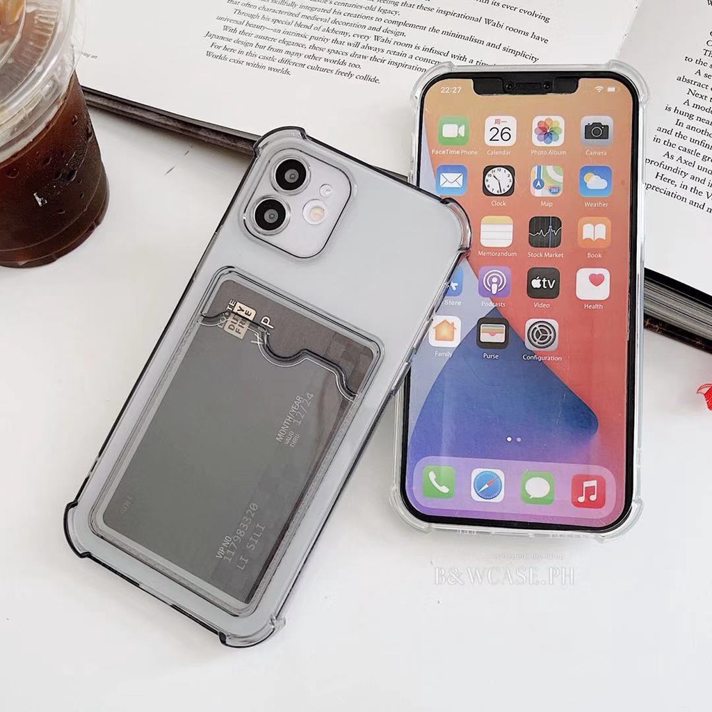 Ốp Điện Thoại Dẻo Trong Suốt Chống Sốc Có Ngăn Đựng Thẻ Cho Iphone 11 12 Pro Max Ix Xs Max Xr I7 8 Plus | WebRaoVat - webraovat.net.vn