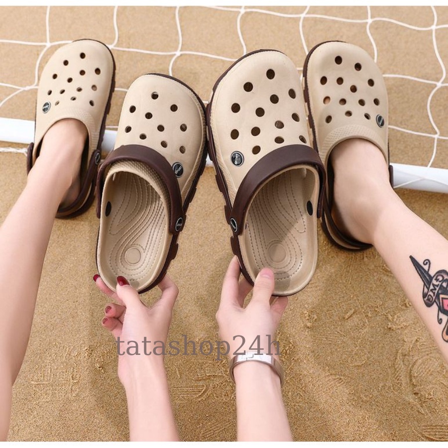 Dép Cross Unisex ❤️FREESHIP❤️ Dép sục nhựa cá độn đế đi mưa siêu nhẹ dép lỗ đi trong nhà cho cặp đôi nam nữ 7 màu