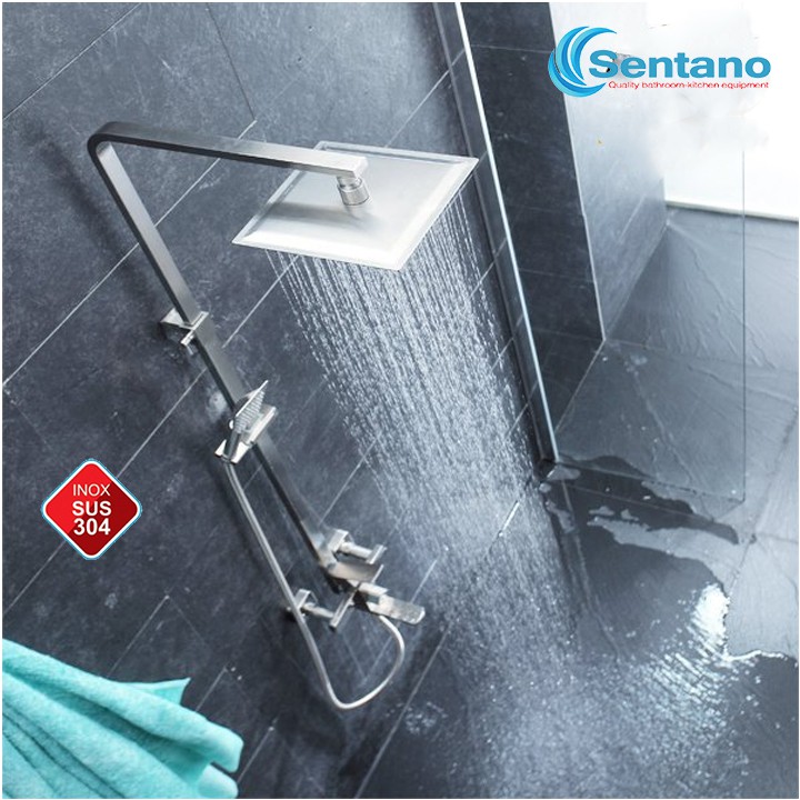 Bộ sen cây vuông tắm đứng nóng lạnh inox 304 kèm đủ bộ dây tay sen đầy đủ | BigBuy360 - bigbuy360.vn