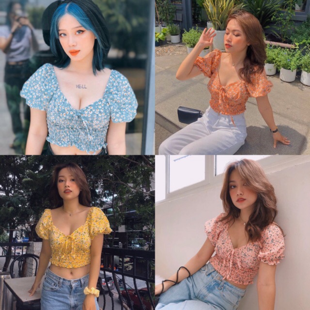 (ảnh thật, hoả tốc)🥗FLORAL_CROPTOP (ÁO CROPTOP VOAN HOA)