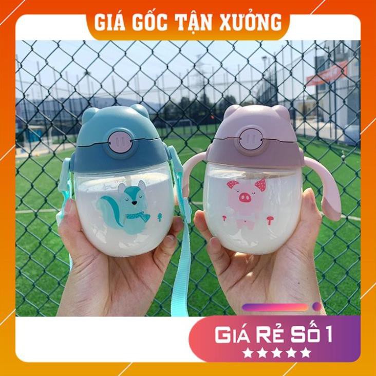 Bình Tập Uống Nước Cho Bé FREESHIP Bình Chống Sặc Cao Cấp Có Van 300ml Có Tay Cầm Dễ Thương