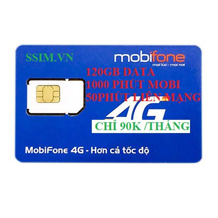 SIM C90N 4G MOBIFONE 120GB DATA + 1000PHUT MOBI + 50P LIÊN MẠNG
