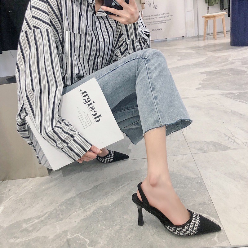 Guốc mũi nhọn cao gót 7p hàng QUẢNG CHÂU cao cấp