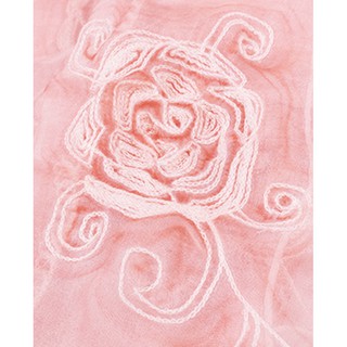 KH022 Khăn lụa thêu 3D Hoa hồng ren cao cấp
