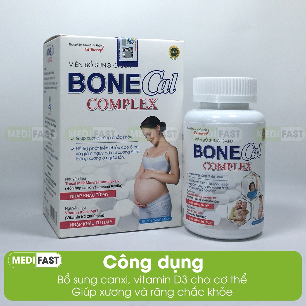Canxi từ sữa Bone Cal Comlex - Hộp 30 viên - giảm loãng xương, còi xương ở trẻ em và người lớn, có thêm D3 K2