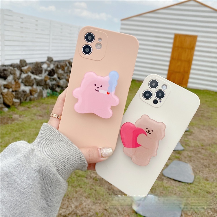 Ốp điện thoại có giá đỡ hình chú gấu cho Oppo F3 Plus F5 F7 F9 F11 Realme 3 5 5i 5s 6i 6 7 Pro Xt 7i A5 A9 A15 A53 2020