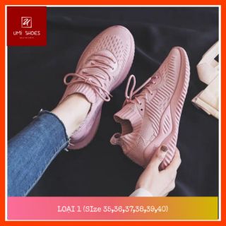 [LOẠI 1 + FREE SHIP] Giày thể thao nữ Ulzzang alphabounce tập Gym 3 màu trắng/đen/hồng đế mềm 3 phân