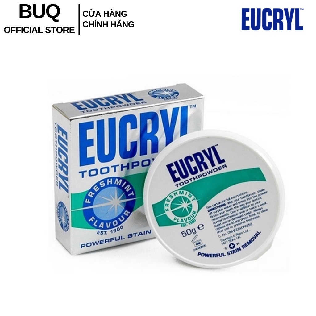 Bột Bạc Hà Giúp Sạch Miệng Trắng Răng, Hơi Thở Thơm Mát Eucryl Toothpower 50g