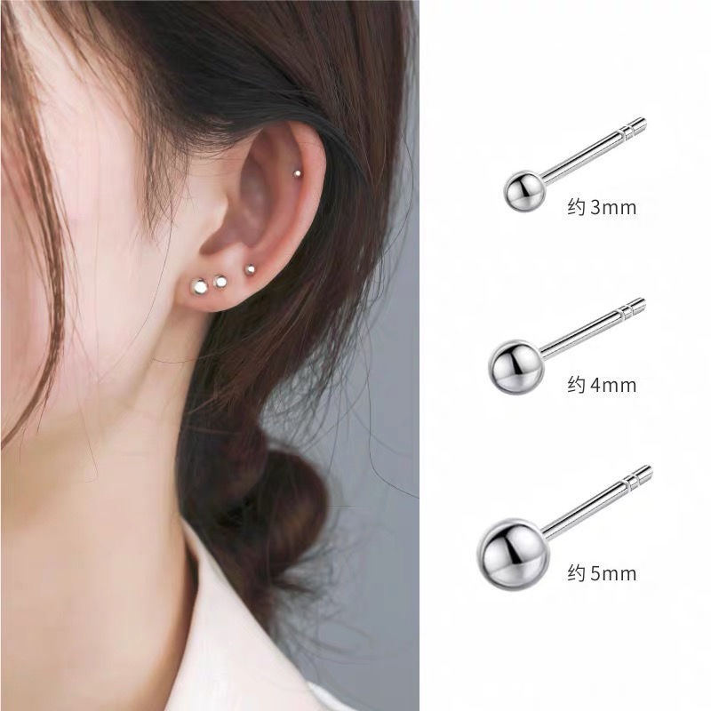 Bông tai zhenting bạc 925 hình tròn đơn giản thời trang
