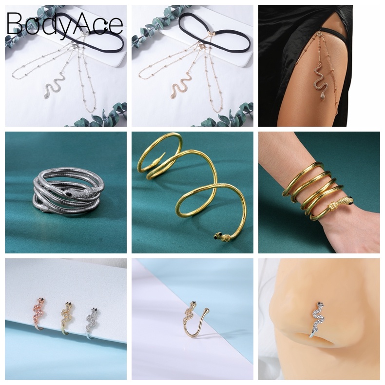 Khuyên Xỏ Cơ Thể Hình Rắn Đính Đá Cá Tính