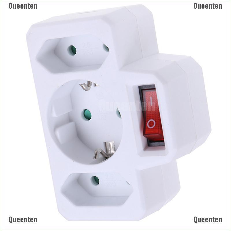 Phích Cắm Chuyển Đổi Từ 1 Sang 3 Cổng Eu 16a Kèm Công Tắc