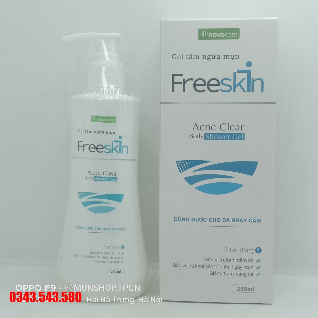 Gel tắm ngừa mụn  FreeSkin 250ML - Thổi Bay Mụn, Dưỡng Sáng Da