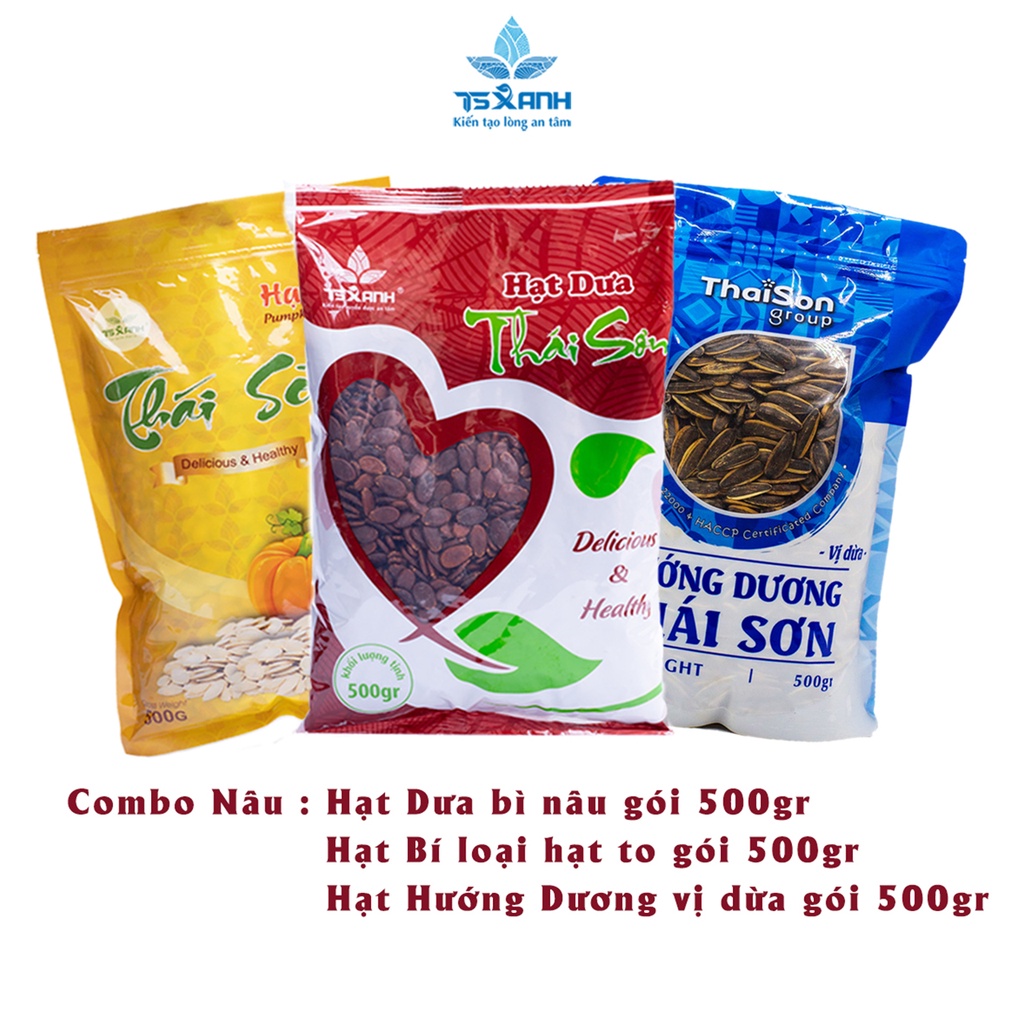 Combo 3 loại Hạt Dưa, Hạt Bí, Hạt Hướng Dương Thái Sơn Gia Lai - Bịch 500gr