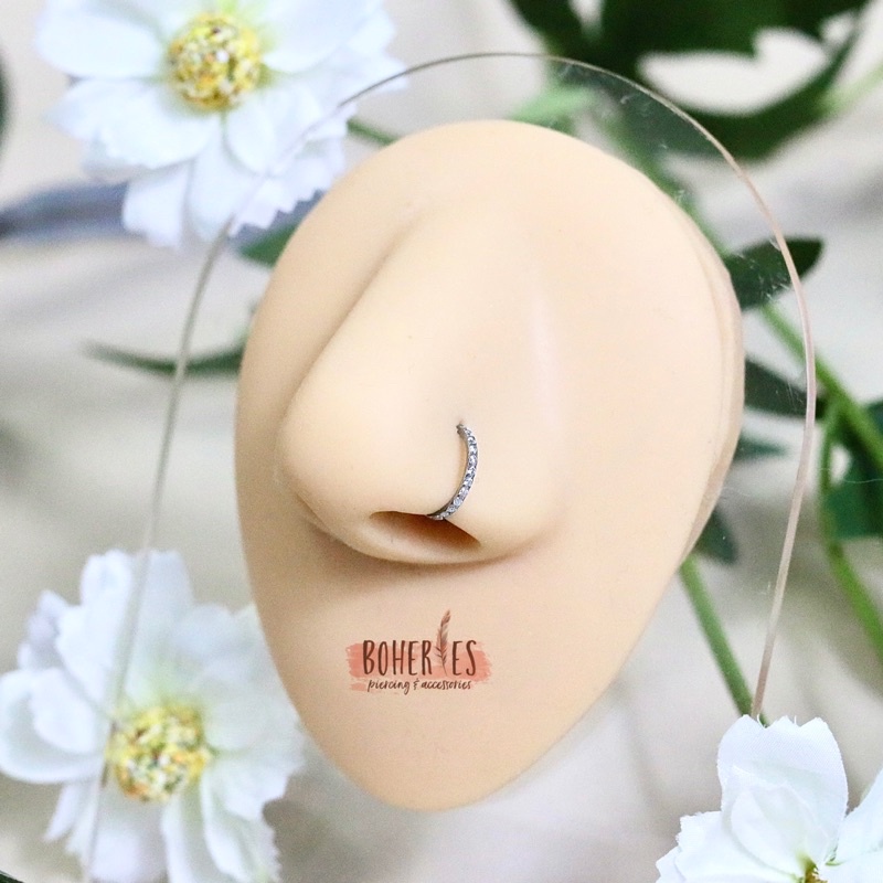 Boheries/Xỏ khuyên, khuyên mũi, khuyên vòng Titanium đính đá cao cấp, không gỉ