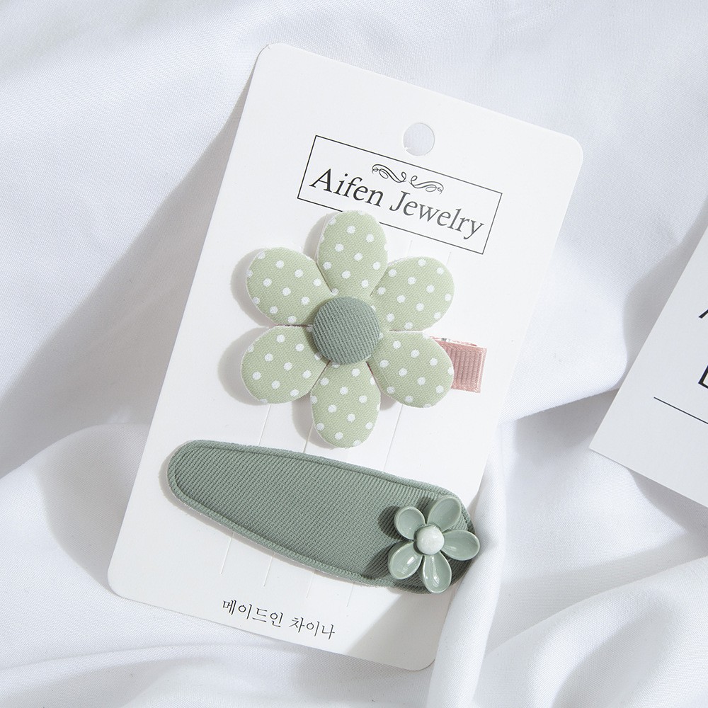 Set 2 Kẹp Tóc Vải Hình Hoa Đơn Giản Phong Cách Hàn Quốc Cho Nữ